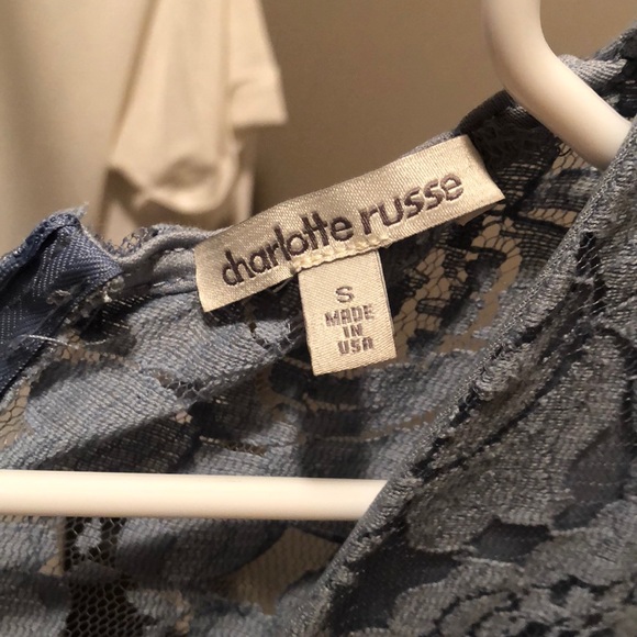 Baby Blue Lace Floral Romper - Picture 3 of 3